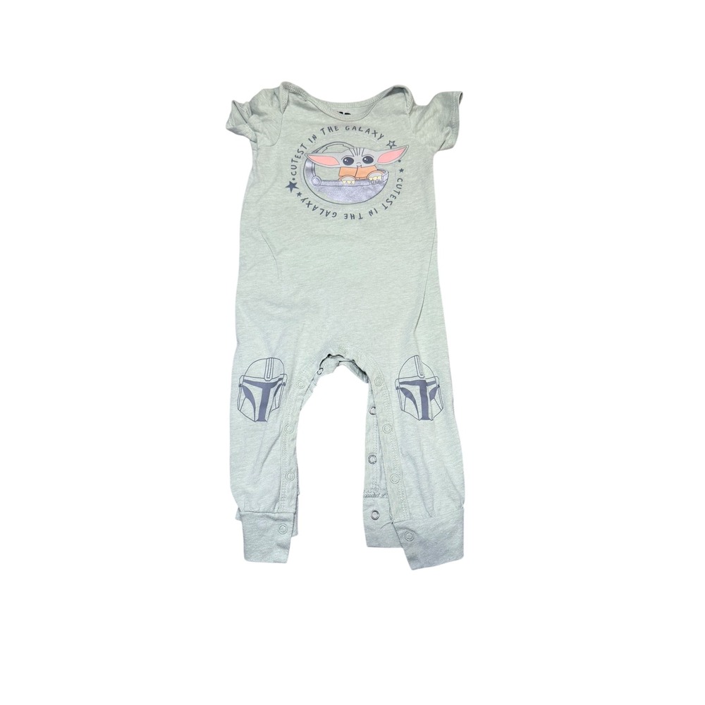 Star Wars Baby Romper 18M Grogu Baby Yoda Cutest in the Galaxy Green One Piece